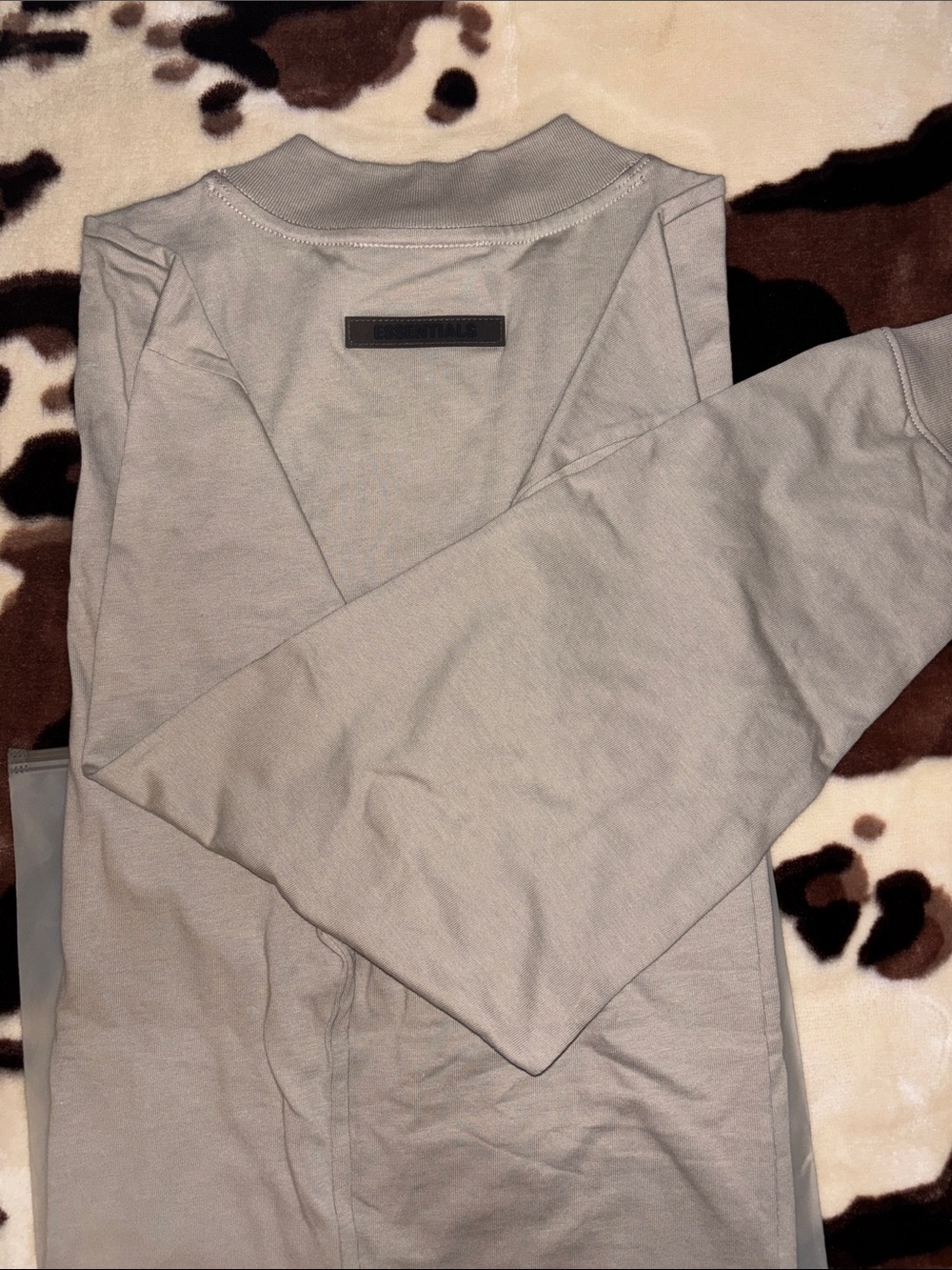 ESSENTIALS Long Sleeve Crewneck T-Shirt in Tan - Picture 2 of 3